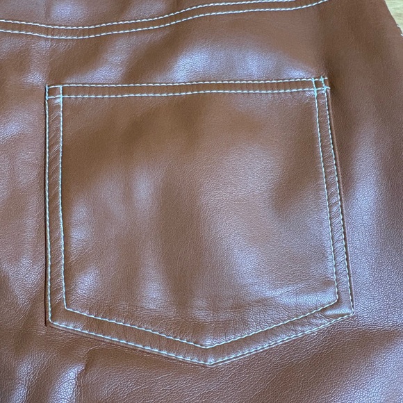 STAUD- Elliot Faux Leather Pants in Color Whiskey. Size 10 - Picture 12 of 13